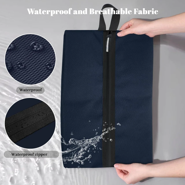 Alt view image 5 of 7 - Waterproof Shoe Bag Odor Absorbing Multifunctional Storage Lightweight Shoe Dust Bags with Zipper for Gym Sports Travel Work Men and Women(Navy Blue, 1-Pack)