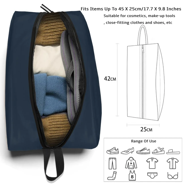 Alt view image 4 of 7 - Waterproof Shoe Bag Odor Absorbing Multifunctional Storage Lightweight Shoe Dust Bags with Zipper for Gym Sports Travel Work Men and Women(Navy Blue, 1-Pack)