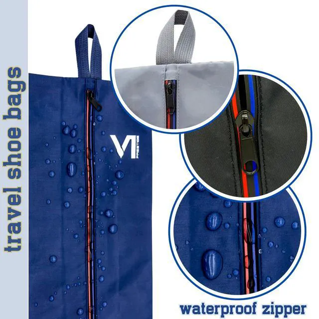 Alt view image 3 of 7 - Shoe Bags for Travel with Waterproof Zipper-Durable Polyester Material Shoe Pouch - Large Size Gym Cleat Bag Smell Dust Proof Unisex/Lightweight 6-pack Set