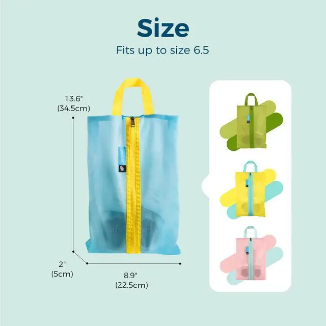 Alt view image 5 of 7 - Kids Shoe Bag for Travel, Water-Resistant Shoe Pouch for Sports | Odor-Resistant, Dustproof, Portable, Soccer Cleats & Gym Storage, Fits Up to Size 6.5, Cute Design for Girls, Boys, Blue