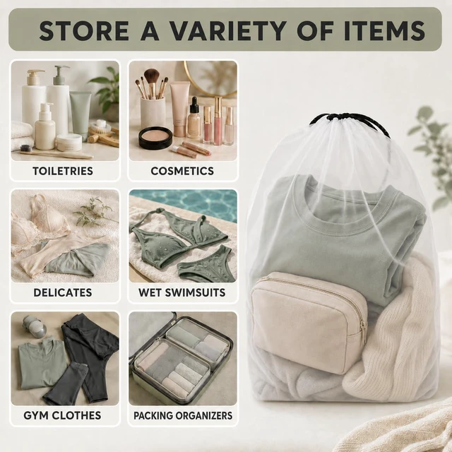 Alt view image 4 of 7 - Shoe Bags for Travel, 12 Pack Clear Drawstring Organizers, Waterproof PE Plastic Pouches for Packing Shoes, Toiletries, Cosmetics, Gym Clothes, Wet Swimsuits