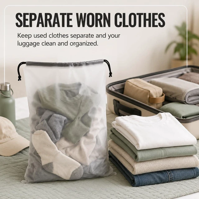 Alt view image 6 of 7 - Shoe Bags for Travel, 12 Pack Clear Drawstring Organizers, Waterproof PE Plastic Pouches for Packing Shoes, Toiletries, Cosmetics, Gym Clothes, Wet Swimsuits