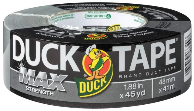 Main image of Max Strength Duct Tape - 1 Roll - Heavy Duty Hold - 1.88 Inch x 45 Yards - Silver (240201)
