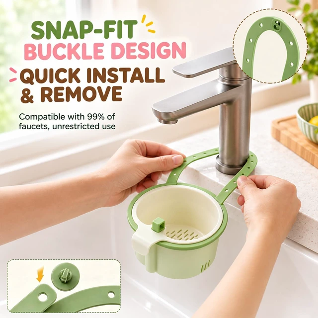 Alt view image 4 of 7 - 2Pcs Hanging Sink Drain Basket,Cactus Kitchen Sink Strainer Basket,Self-Cleaning Faucet Hanging Filter Basket,Multifunctional Kitchen Sink Strainer Press Automatic Dumping Basket (Green + Brown)