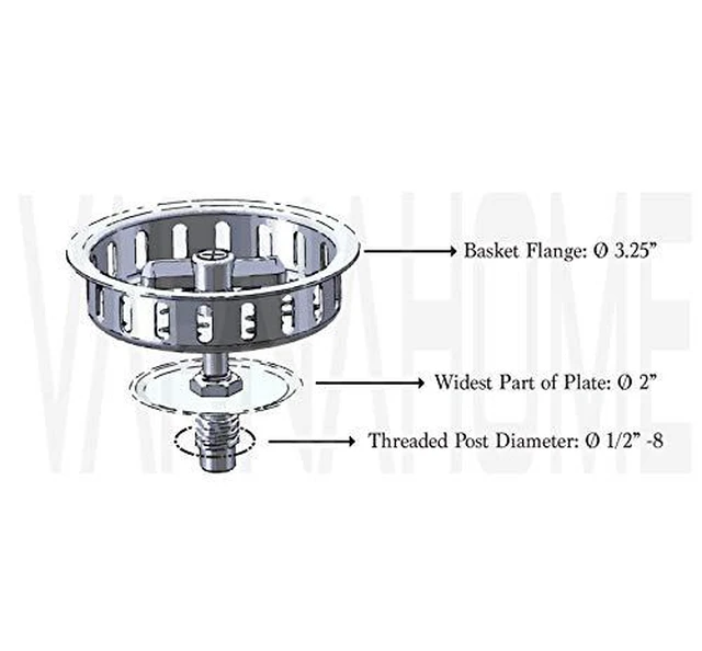 Alt view image 4 of 4 - Twist Lock Basket Strainer Replacement (Premium 304 Stainless Steel Construction) for 3-1/2" Spin and Seal Drains W/Threaded Stopper Function