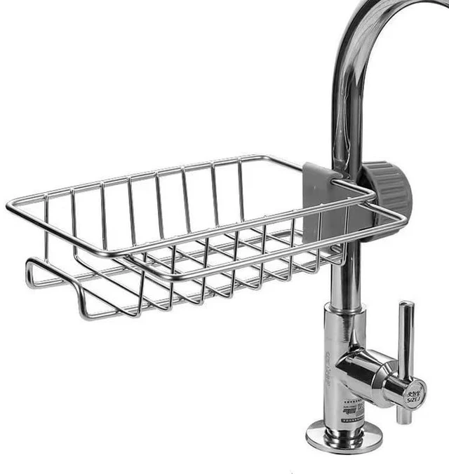 Main image of Sponge Holder Over Faucet Kitchen Sink, Stainless Steel Detachable Hanging Faucet Drain Rack Organizer for Kitchen BathroomSink Caddy Sponge Holder
