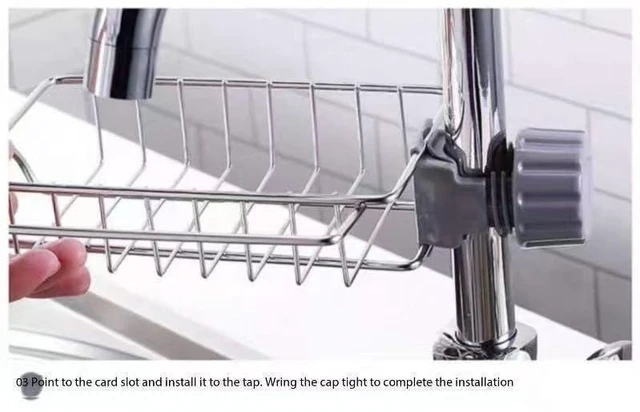Alt view image 3 of 6 - Sponge Holder Over Faucet Kitchen Sink, Stainless Steel Detachable Hanging Faucet Drain Rack Organizer for Kitchen BathroomSink Caddy Sponge Holder