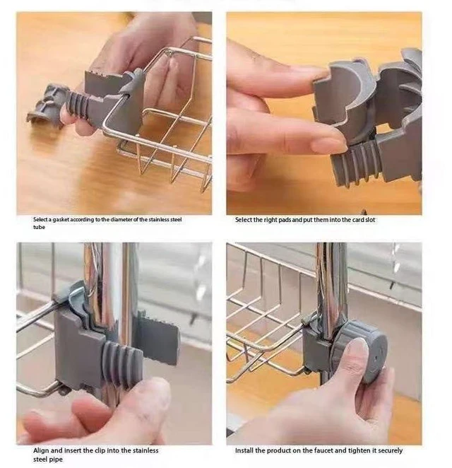 Alt view image 5 of 6 - Sponge Holder Over Faucet Kitchen Sink, Stainless Steel Detachable Hanging Faucet Drain Rack Organizer for Kitchen BathroomSink Caddy Sponge Holder