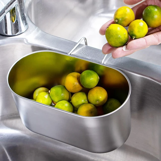 Alt view image 5 of 7 - Stainless Steel Sink Drain Strainer Basket, Multifunctional Hanging Sink Strainer Colander Drain Basket Kitchen Sinks Food Waste Filter and Wash Vegetables Fruits(COLOR:Silver)