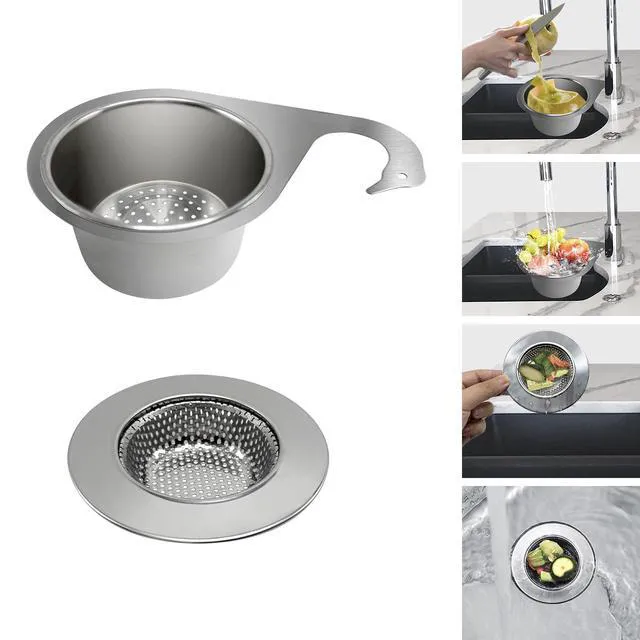 Alt view image 2 of 7 - Stainless Steel Drainage Basket, Corner Sink Filter Basket,4.5-inch Sink Drainage Filter and Faucet Hanging Stainless Steel Drainage Basket, Kitchen Sink Drainage Filter, Sink Drainage Filter2Pcs