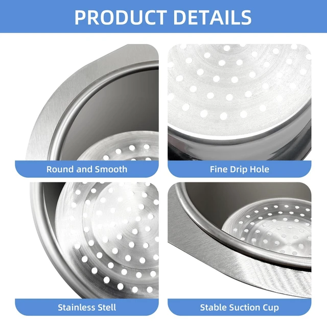 Alt view image 4 of 7 - Stainless Steel Drainage Basket, Corner Sink Filter Basket,4.5-inch Sink Drainage Filter and Faucet Hanging Stainless Steel Drainage Basket, Kitchen Sink Drainage Filter, Sink Drainage Filter2Pcs