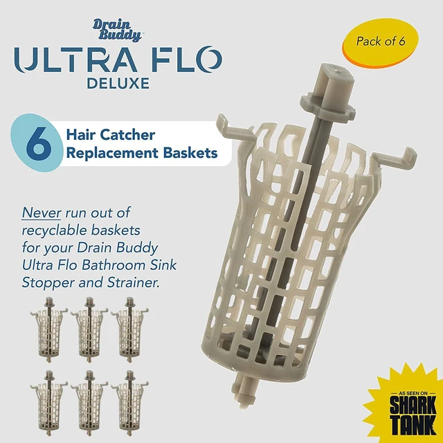 Alt view image 2 of 6 - Ultra Flo - 6 Pack 2 in 1 Bathroom Sink Replacement Basket Drain Hair Catcher with Stopper Strainer & - No Installation Clog Prevention, Fits 1.25 Wide Sink Drains - As Seen On Shark Tank