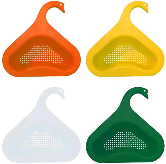 Main image of Kitchen sink drain basket swan drain rack, swan drain basket for kitchen sink, multifunctional drainer rack triangle Sink Filter vegetable and fruit drainer basket 4 PCS
