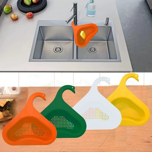 Alt view image 2 of 7 - Kitchen sink drain basket swan drain rack, swan drain basket for kitchen sink, multifunctional drainer rack triangle Sink Filter vegetable and fruit drainer basket 4 PCS
