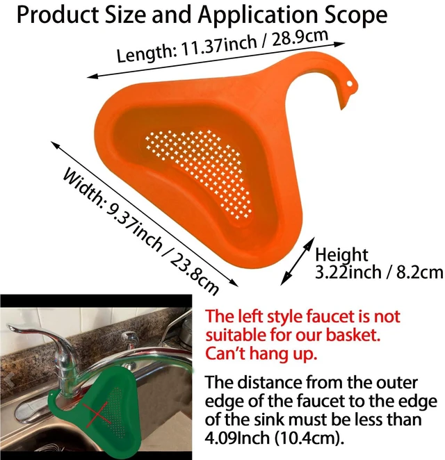 Alt view image 3 of 7 - Kitchen sink drain basket swan drain rack, swan drain basket for kitchen sink, multifunctional drainer rack triangle Sink Filter vegetable and fruit drainer basket 4 PCS