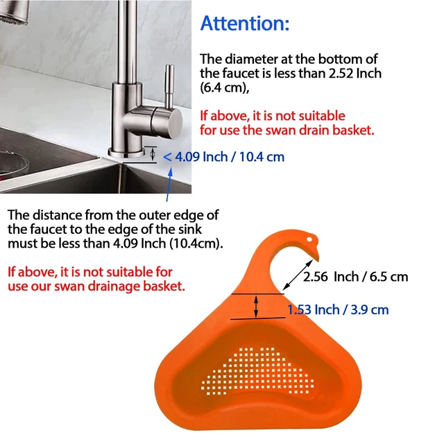 Alt view image 4 of 7 - Kitchen sink drain basket swan drain rack, swan drain basket for kitchen sink, multifunctional drainer rack triangle Sink Filter vegetable and fruit drainer basket 4 PCS