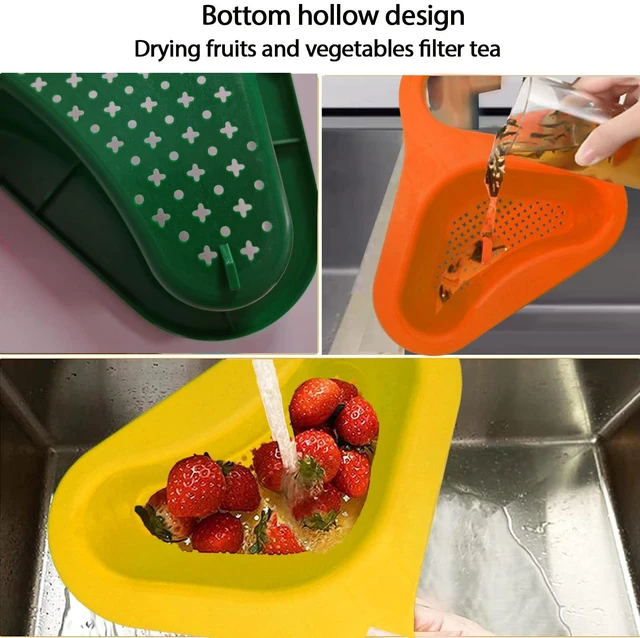 Alt view image 6 of 7 - Kitchen sink drain basket swan drain rack, swan drain basket for kitchen sink, multifunctional drainer rack triangle Sink Filter vegetable and fruit drainer basket 4 PCS