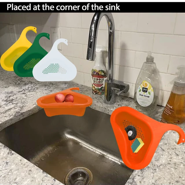 Alt view image 7 of 7 - Kitchen sink drain basket swan drain rack, swan drain basket for kitchen sink, multifunctional drainer rack triangle Sink Filter vegetable and fruit drainer basket 4 PCS