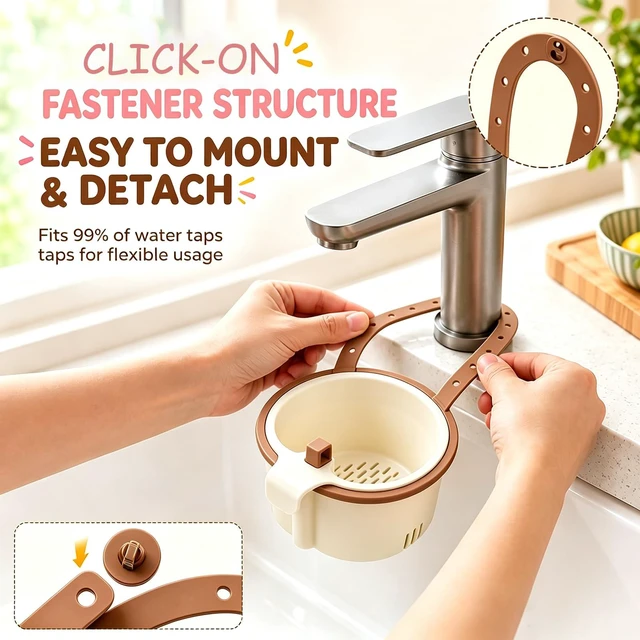 Alt view image 3 of 7 - Hanging Sink Drain Basket,2026 New Cactus Kitchen Sink Strainer Basket | Press-Type Multi-Functional Water Tank Filter Basket with Automatic Tilting Function