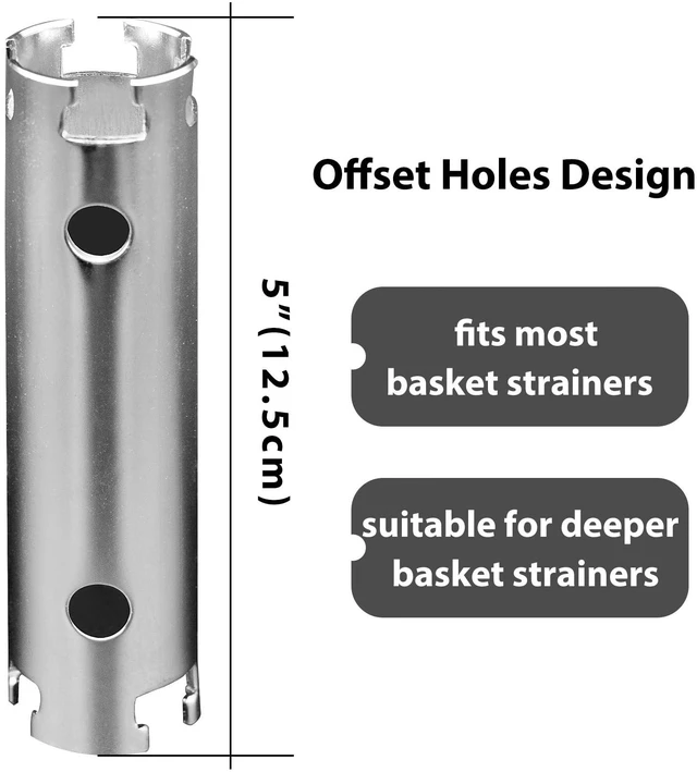 Alt view image 2 of 6 - Basket Strainer Wrench Long Enough to Work on Deep Modern Universal Sink Double-ended 1/2" & 3/8" with Sliding Handle Kitchen Tool