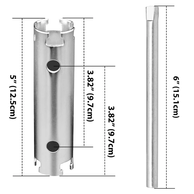 Alt view image 3 of 6 - Basket Strainer Wrench Long Enough to Work on Deep Modern Universal Sink Double-ended 1/2" & 3/8" with Sliding Handle Kitchen Tool
