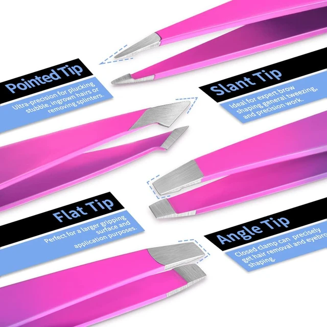 Alt view image 2 of 7 - Eyebrow Tweezer Set, 6 pcs Tweezers Set for Women with Curved Scissor for Ingrown Hair, Hair Plucking Daily Beauty Tools (Pink&Purple)