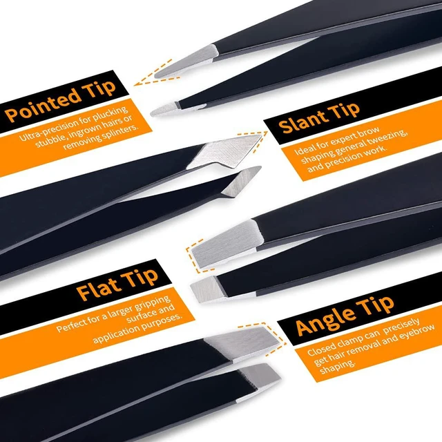 Alt view image 2 of 7 - Eyebrow Tweezers Set and Curved Scissor, Professional Stainless Steel Tweezers for Women and Men, Splinter and Ingrown Hair Removal