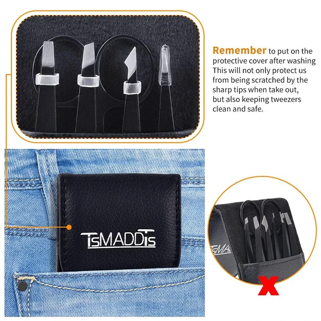 Alt view image 6 of 7 - Eyebrow Tweezers Set and Curved Scissor, Professional Stainless Steel Tweezers for Women and Men, Splinter and Ingrown Hair Removal