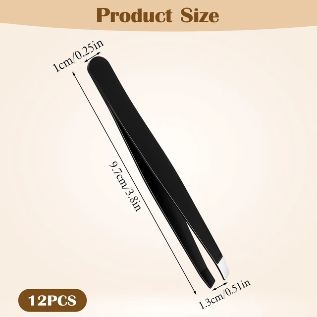 Alt view image 2 of 7 - Tweezers for Eyebrows, 12 Pcs Eyebrow Tweezers Set Stainless Steel Slant Tip Tweezer Bulk Brow Tweezer for Women Men Facial Hair, Black