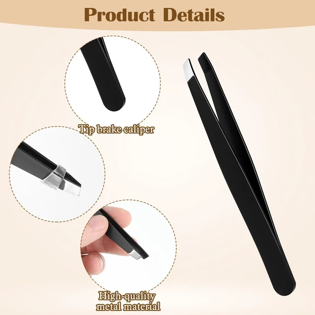 Alt view image 3 of 7 - Tweezers for Eyebrows, 12 Pcs Eyebrow Tweezers Set Stainless Steel Slant Tip Tweezer Bulk Brow Tweezer for Women Men Facial Hair, Black