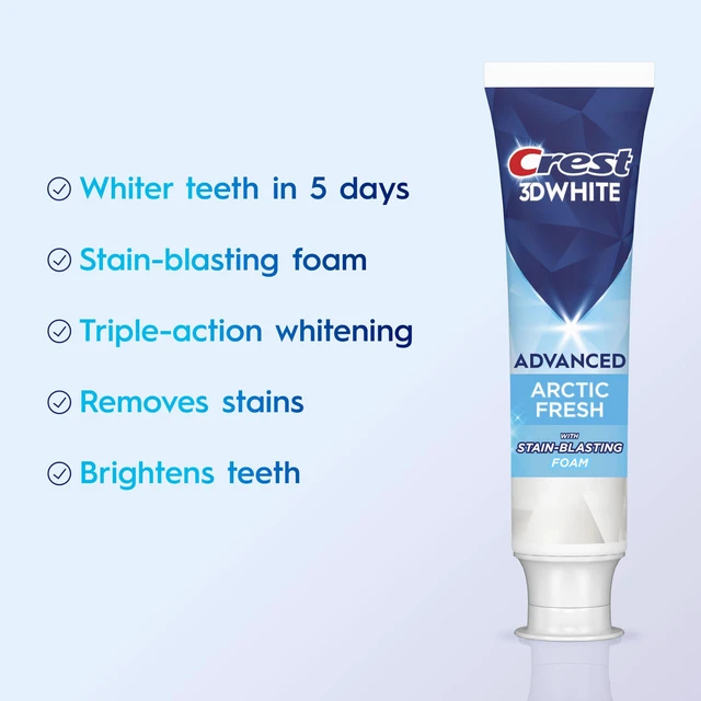 Alt view image 2 of 7 - 3D White Advanced Teeth Whitening Toothpaste, Arctic Fresh, 3.3 oz, Pack of 3 (Packaging May Vary)