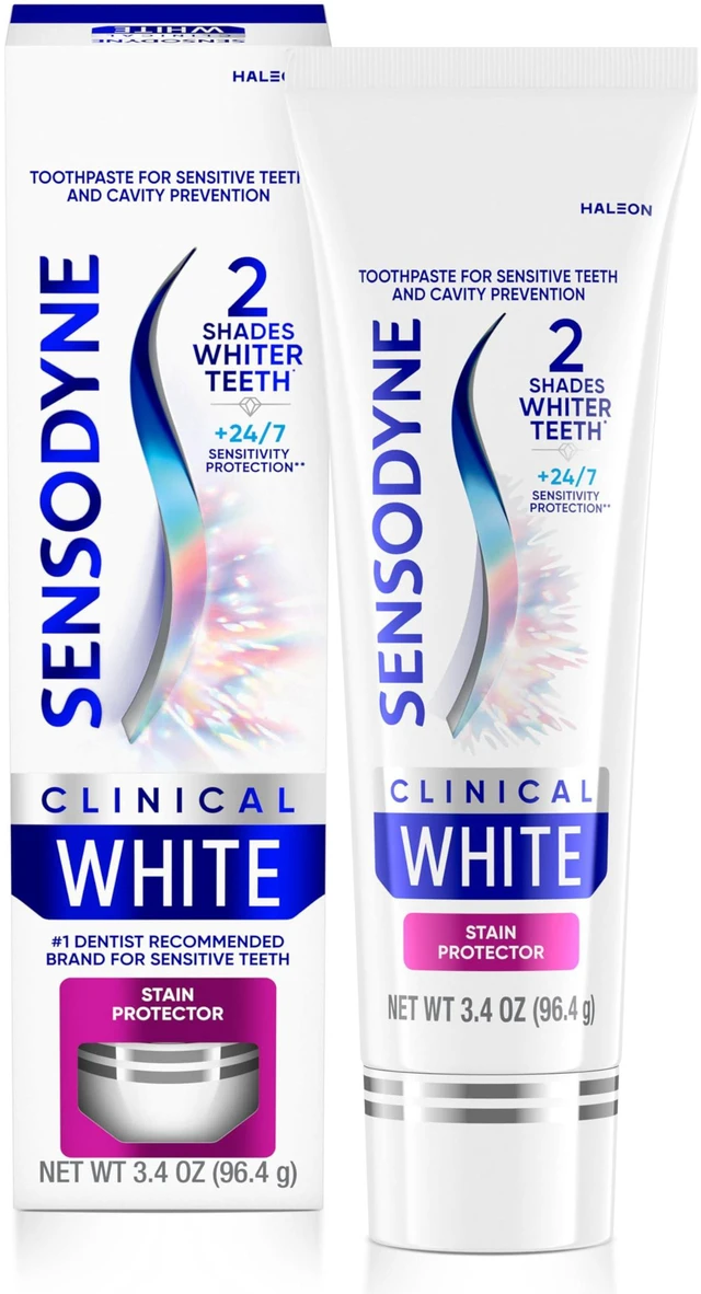 Main image of Clinical White Stain Protector Toothpaste, 3.4 oz | Clinically Proven Whitening for Sensitive Teeth, Stain Protector, 2 Shades Whiter Teeth