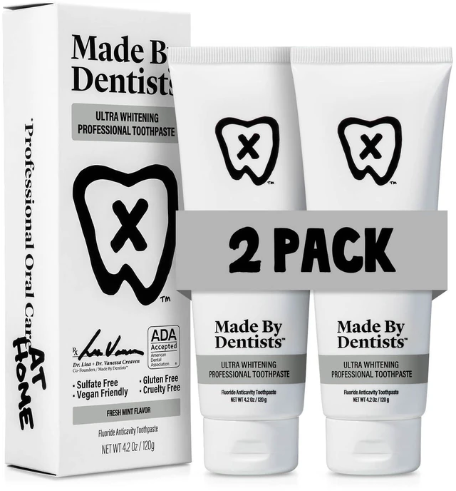 Main image of Professional Ultra Whitening Toothpaste - 2 Pack - Sensitive Teeth Whitening Toothpaste with Sodium Fluoride & Hydrogen Peroxide, ADA Approved, Vegan, 2 x 4.2oz