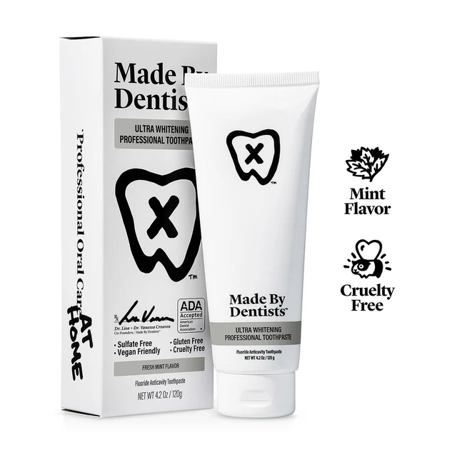 Alt view image 5 of 6 - Professional Ultra Whitening Toothpaste - 2 Pack - Sensitive Teeth Whitening Toothpaste with Sodium Fluoride & Hydrogen Peroxide, ADA Approved, Vegan, 2 x 4.2oz