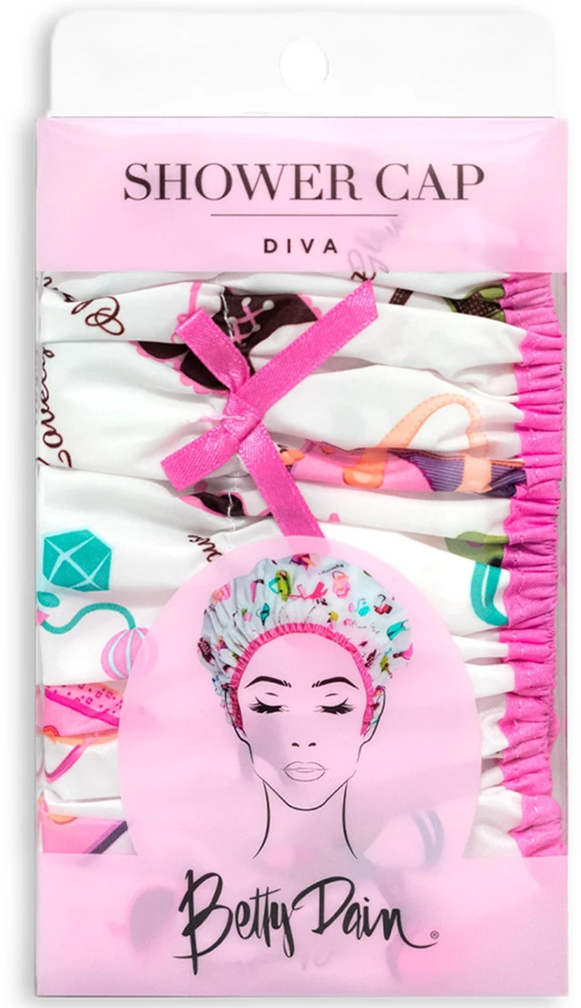 Alt view image 6 of 7 - Fashionista Reusable Shower Cap, Diva, Lined | Oversized Waterproof Lined Bath Cap for All Hair Lengths, Elastic Stretch Hem Hair Hat
