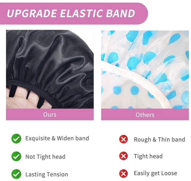 Alt view image 4 of 7 - Shower Caps, Extra Large for Women Long Hair, Double Layer Waterproof Reusable Hair Cap 4 Pieces
