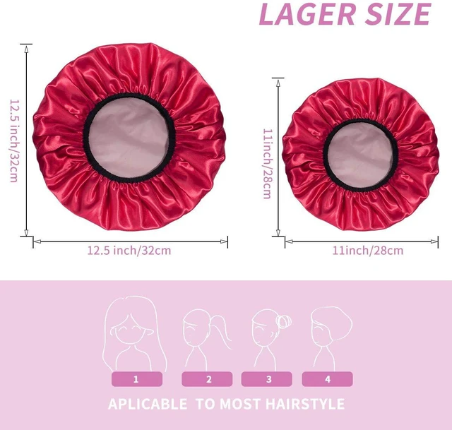 Alt view image 3 of 7 - Shower Caps, Extra Large for Women Long Hair, Double Layer Waterproof Reusable Hair Cap 4 Pieces
