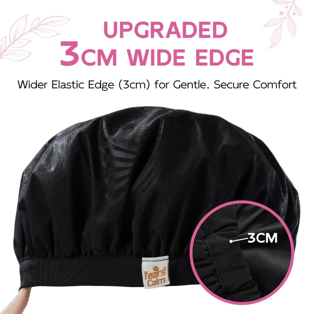 Alt view image 3 of 7 - Water-Activated Large Satin-Lined Shower Cap for Women(black) | Floral pattern appears when wet, with a wide comfort band and roomy satin-lined fit for long, curly and thick hair.