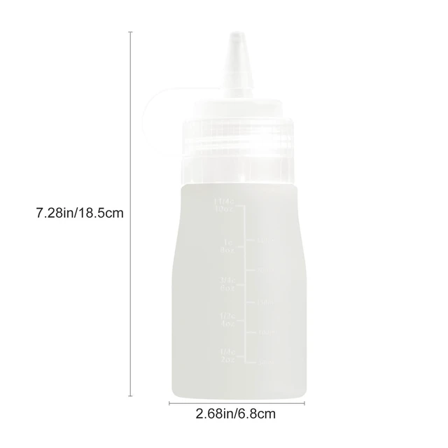 Alt view image 6 of 7 - 12 oz Silicone Squeeze Bottles for Sauces & Oil, 4 Pack, Grey | Leak Proof Condiment Containers, Interchangeable Extra Lid, Food Grade, BPA Free Easy Squeeze for Honey, Ketchup & Dressing