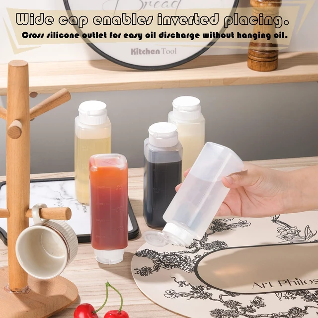 Alt view image 3 of 7 - 6 pack Inverted Squeeze Bottles for Hot Sauces Liquids Salad Dressing Honey Dispenser No Drip with Flip Top Silicone Valve