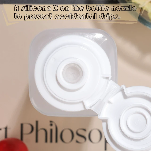Alt view image 5 of 7 - 6 pack Inverted Squeeze Bottles for Hot Sauces Liquids Salad Dressing Honey Dispenser No Drip with Flip Top Silicone Valve