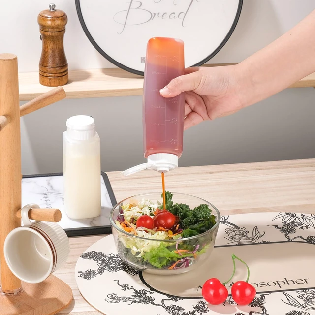 Alt view image 7 of 7 - 6 pack Inverted Squeeze Bottles for Hot Sauces Liquids Salad Dressing Honey Dispenser No Drip with Flip Top Silicone Valve