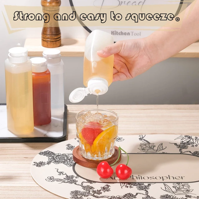 Alt view image 4 of 7 - 6 pack 11oz Inverted Squeeze Bottles for Hot Sauces Liquids Salad Dressing Honey Dispenser No Drip with Flip Top Silicone Valve