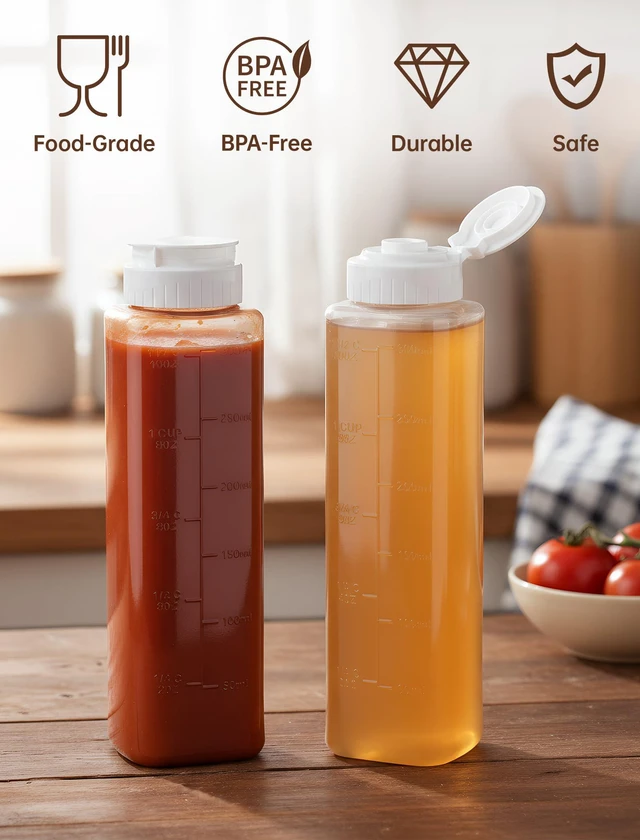 Alt view image 3 of 7 - Honey Dispenser No Drip 10oz Squeeze Bottle for Syrup Sauce 1Pcs | Automatic Self-Sealing Valve Opens on Pressure and Rebounds Instantly to Prevent Backflow and Messy Drips