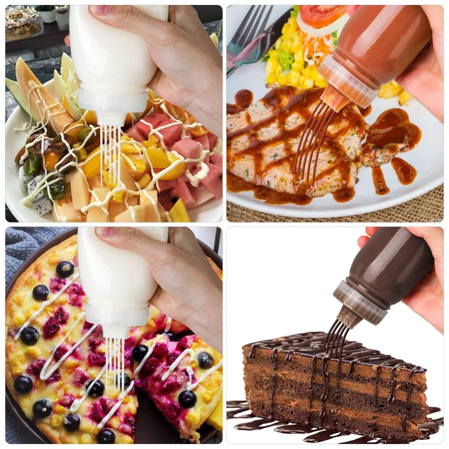 Alt view image 4 of 7 - Porous Condiment Squeeze Bottles, Salad Dressing Container, Squeeze Bottles for Sauces, Botellas Exprimibles de Condimentos 3-Pack 13 oz (380ml), Syrup Dispenser Great for Ketchup, Salad, BBQ Sauce,