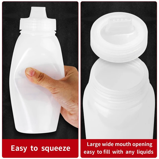 Alt view image 5 of 7 - Porous Condiment Squeeze Bottles, Salad Dressing Container, Squeeze Bottles for Sauces, Botellas Exprimibles de Condimentos 3-Pack 13 oz (380ml), Syrup Dispenser Great for Ketchup, Salad, BBQ Sauce,