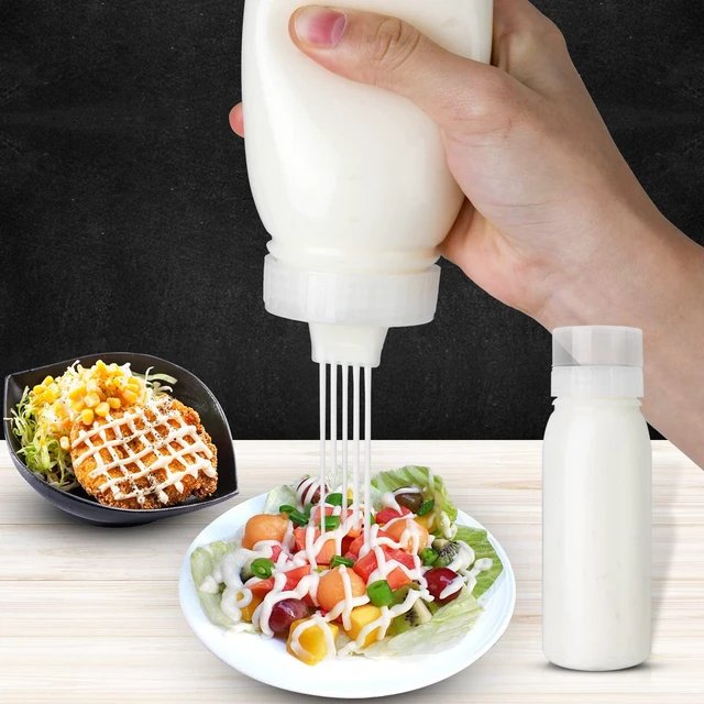 Alt view image 7 of 7 - Porous Condiment Squeeze Bottles, Salad Dressing Container, Squeeze Bottles for Sauces, Botellas Exprimibles de Condimentos 3-Pack 13 oz (380ml), Syrup Dispenser Great for Ketchup, Salad, BBQ Sauce,