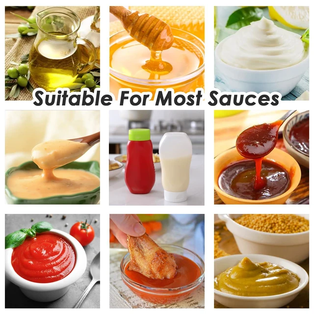 Alt view image 6 of 6 - Condiment Squeeze Bottles for Ketchup Hot Sauce Liquids Oil with Caps for Condensed Milk and Mustard Salad Dressing Dispenser Clear Plastic Bottles Dressing Container HD PE BPA-free