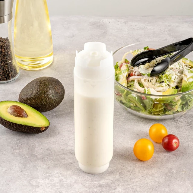 Alt view image 7 of 7 - 16oz. FIFO Inverted Plastic Squeeze Bottle with Refill and Dispensing Lids - First In First Out - Perfect for Restaurants, Catering, and Food Trucks - 1ct box