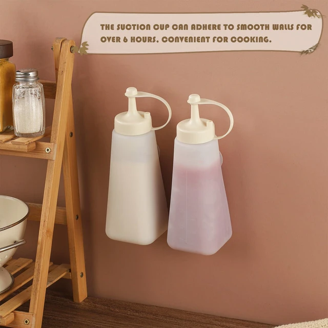 Alt view image 5 of 7 - 10oz Silicone Squeeze Bottle Leak Proof Condiment Dispenser with Lid & Measurement Marks White Sauce Container for Ketchup Oil Syrup Salad Dressing